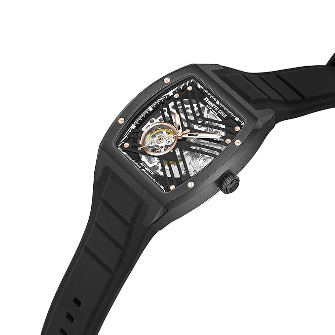 Kenneth Cole Automatic Black Dial with Black Silicone Strap Watch for Men