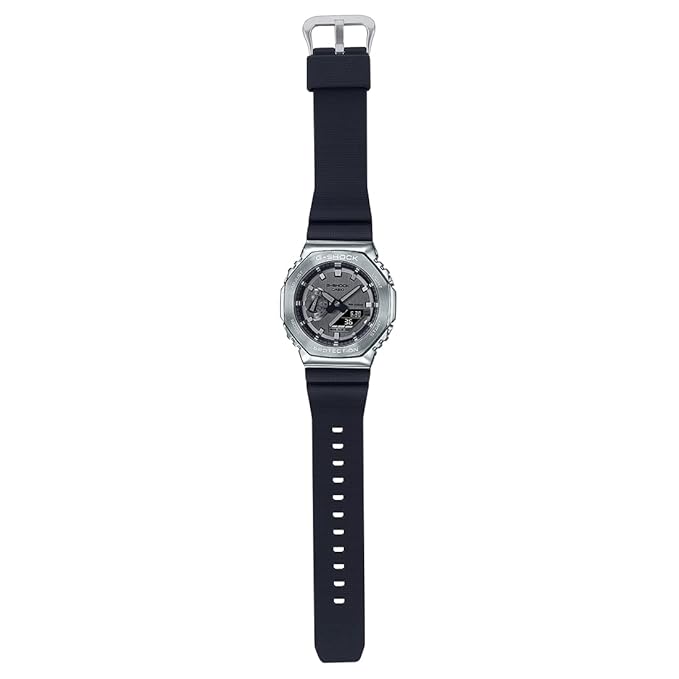 Casio G-Shock GM-2100-1ADR Silver Analog-Digital Dial Black Resin Strap Men's Watch Shock and 200M Water Resistant G1159