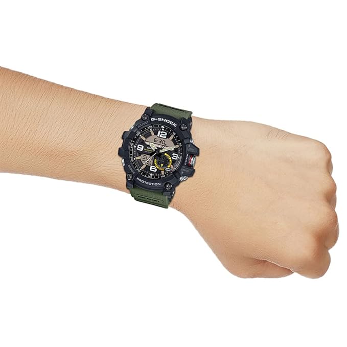 Casio G-Shock GG-1000-1A3DR Black Analog-Digital Dial Green Resin Strap Men's Watch Mud Resistant Shock Resistant G662