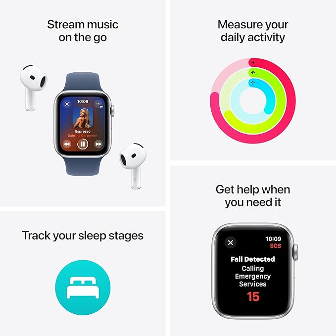 Apple Watch SE (2nd Gen, 2023) [GPS 44mm] Smartwatch with Midnight Aluminum Case with Midnight Sport Band. Fitness & Sleep Tracker, Crash Detection, Heart Rate Monitor, Retina Display