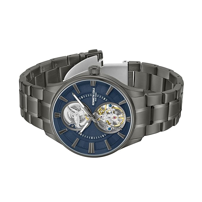Kenneth Cole Automatic Blue Dial with Grey Stainless Steel Strap Watch for Men