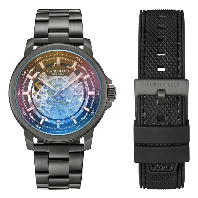 Kenneth Cole Automatic Grey Dial with Grey Stainless Steel & Silicone Strap Analog Watch for Men