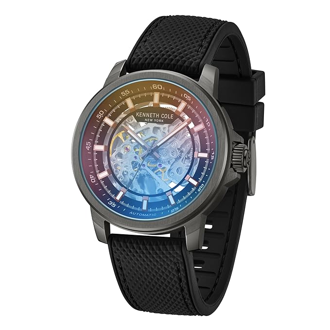 Kenneth Cole Automatic Grey Dial with Grey Stainless Steel & Silicone Strap Analog Watch for Men