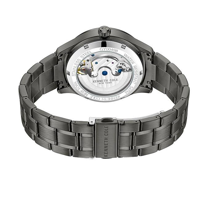 Kenneth Cole Automatic Blue Dial with Grey Stainless Steel Strap Watch for Men